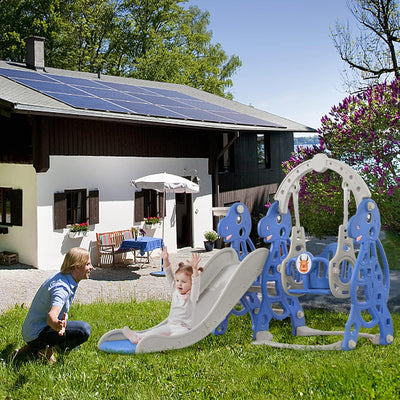 LARS360 4-in-1 Kinder Spielplatz, Spielzeugrutsche mit Kletterleiter, Kinderrutsche Schaukel und Bas