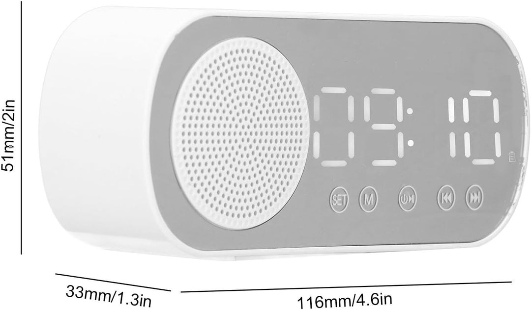 Fockety Digitaler Wecker, HiFi-FM-Radio, Wiederaufladbarer USB-Bluetooth 5.0-Lautsprecher, Kleine Uh