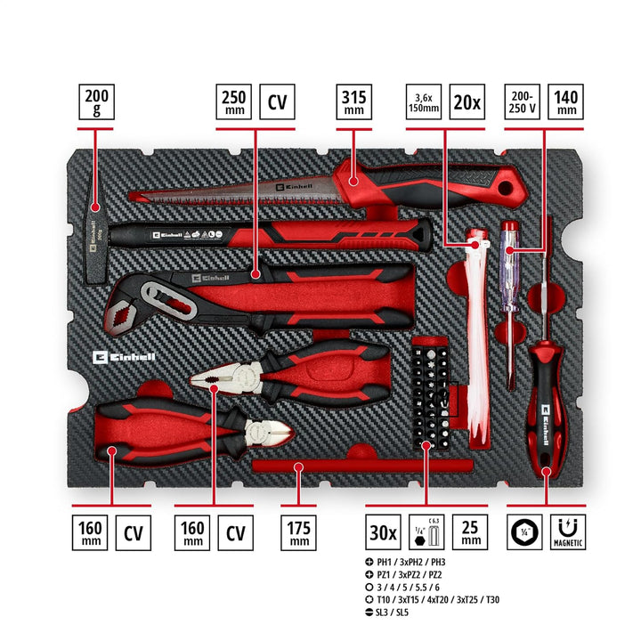 Original Einhell Werkzeugkoffer Renovierung E-Case 78-tlg. (Renovierungen, Bohrer, Bit-Set, Fugenwer