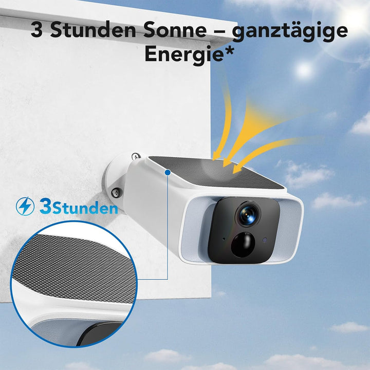 GNCC 2K Überwachungskamera Aussen Akku Solar, 2,4/5GHz WLAN Kamera Outdoor Überwachung Aussen mit Ka
