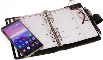 ALMADIH Leder A6 Terminplaner Kalender 2024 Notizblock Premium Leder SCH Geschenkbox Ledermappe Mapp