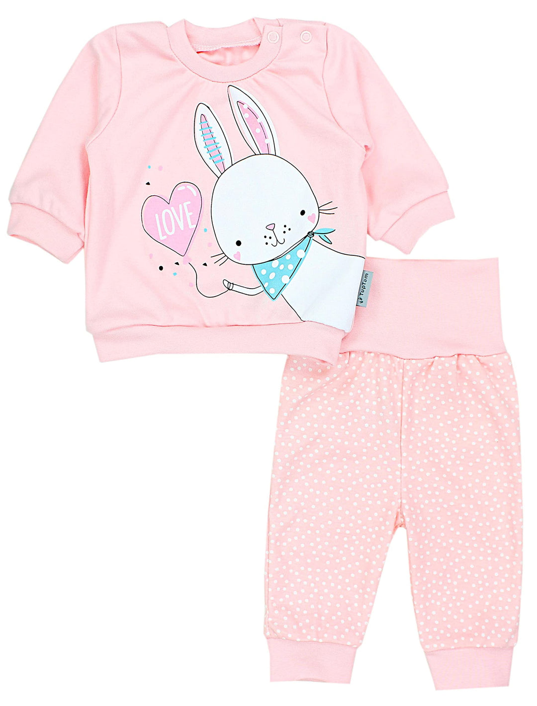 TupTam Baby Mädchen Outfit Langarmshirt mit Print Spruch Babyhose Babykleidung 2teilig 62 Kaninchen