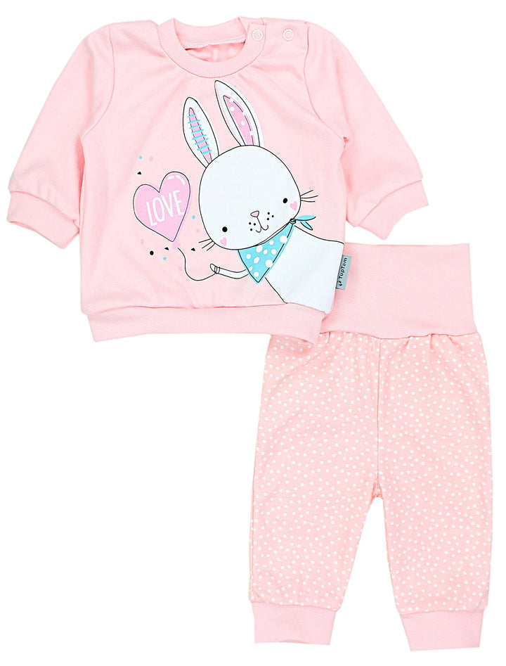 TupTam Baby Mädchen Outfit Langarmshirt mit Print Spruch Babyhose Babykleidung 2teilig 56 Kaninchen