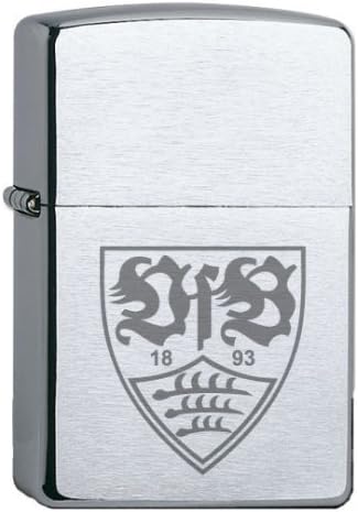 Zippo VfB Stuttgart-Offizielles Lizenz Chrome Brushed Feuerzeug, schwarz, 5.8 x 3.8 x 1.8 cm