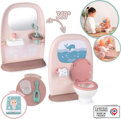 Smoby - Baby Nurse Badezimmer - Für Puppen bis 42 cm - Körperhygiene kennenlernen - mit Waschbecken