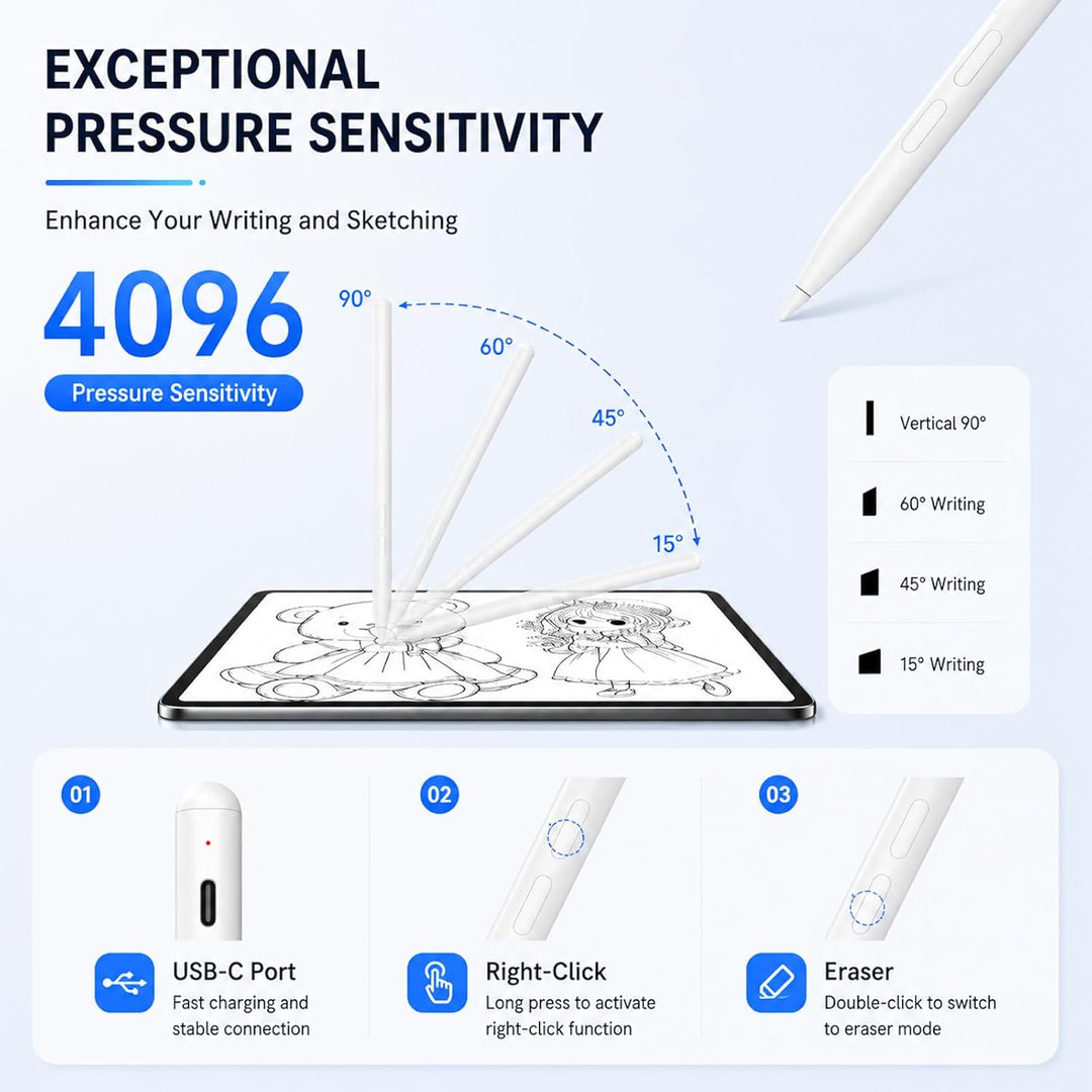 ANYQOO Eingabestift für Surface mit 4096 Druckstufen, Magnetischer Stift mit Handflächenerkennung, W