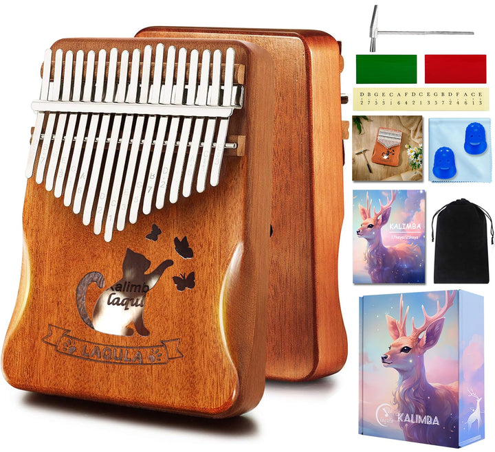 Kalimba 17 Schlüssel Daumenklavier - Katze Tragbares Mbira Sanza Finger Piano Professionelles Musiki