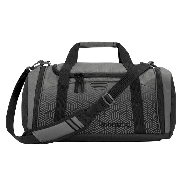 coocazoo Sporttasche „Black Carbon“, schwarz-grau, Hauptfach, Nasswäschefach, Seitentasche, Reflekto