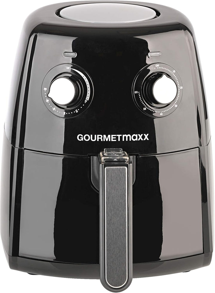 Gourmetmaxx XL 1500 W Hot Air Fryer, 2,5 l, einfarbig, Schwarz, Silber, freistehend, 2,5 l, 200 °C,