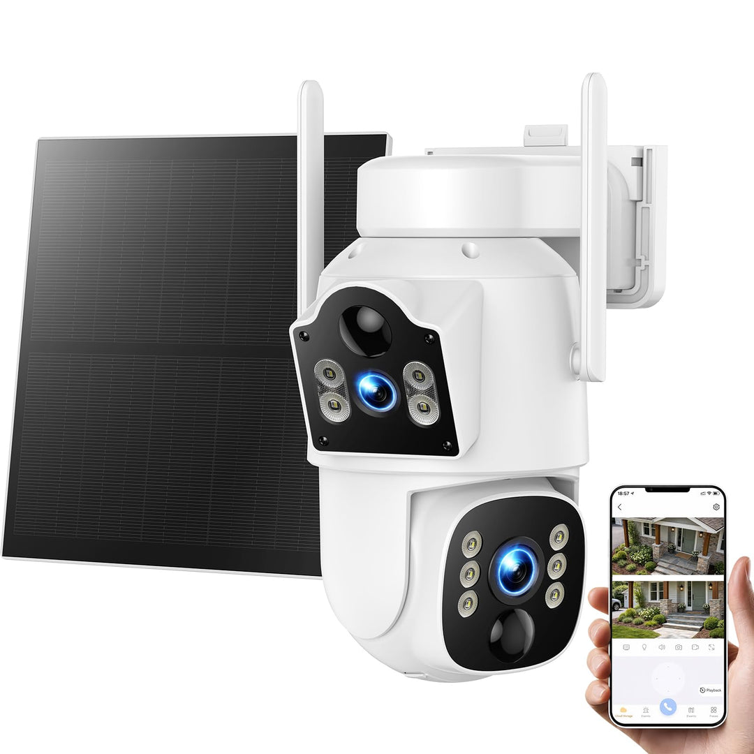 VOOPEAK 4G LTE Überwachungskamera Aussen Solar, Dual-Objektiv 360° PTZ 1 piece, 1 piece