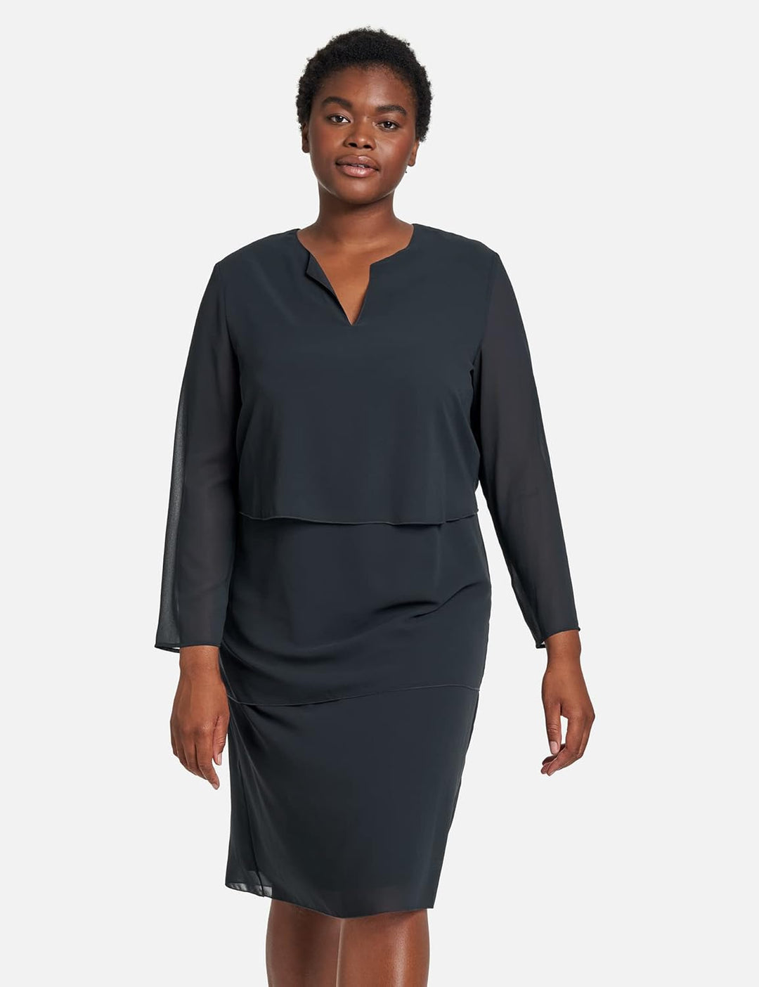 Samoon Damen 980999-29249 Kleid 50 Navy, 50 Navy