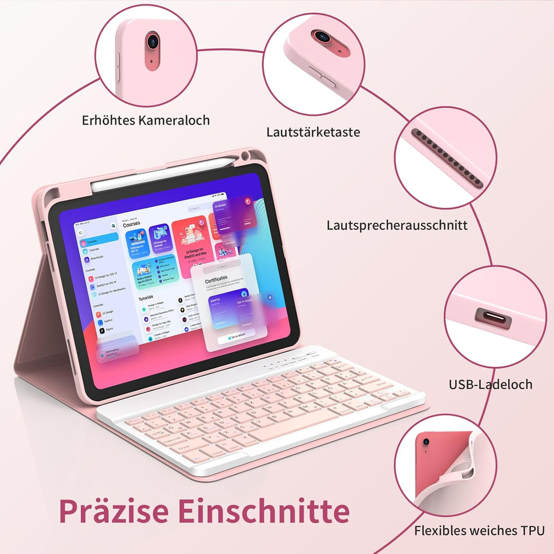 Tastatur Hülle für iPad A16 11 Generation 11 Zoll 2025/10 Generation 10,9 Zoll 2022, Schutzhülle mit