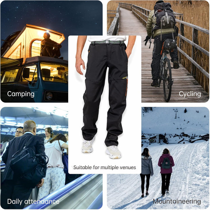 Winter Outdoorhose Herren Winddichte mit Fleece Gefütterte Schnee Ski Softshell Hose Warme Hose zum