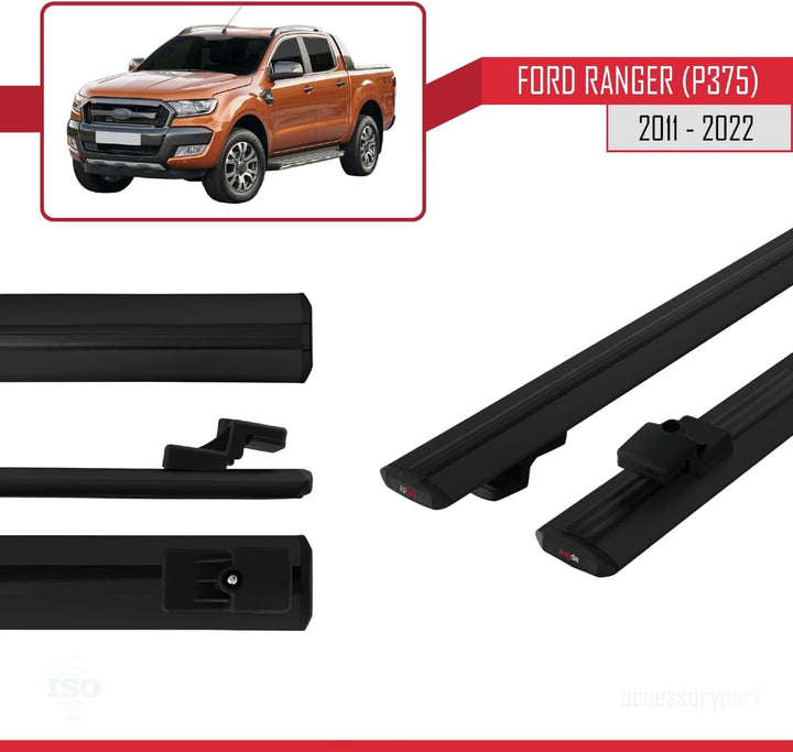 acpar Kompatibel mit Ford Ranger 2011-2022 Relingträger Basic Modell Dachträger Gepackträger SCHWARZ