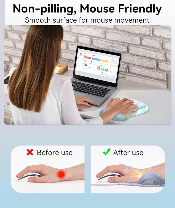 Mauspad mit Gelkissen,Ergonomisches Mousepad mit handauflage mit weichem Gelpolster,rutschfester Bas