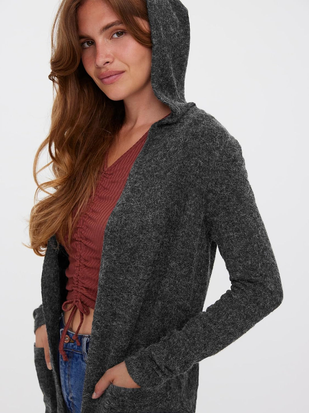 VERO MODA Female Strickjacke VMDOFFY Strickjacke XS Dark Grey Melange, XS Dark Grey Melange