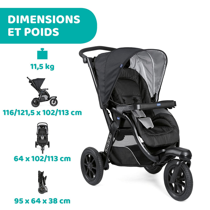 Chicco Activ3 Kinderwagen mit 3 Rädern, leicht zu fahren in jedem Gelände, breiter Sitz, verstellbar