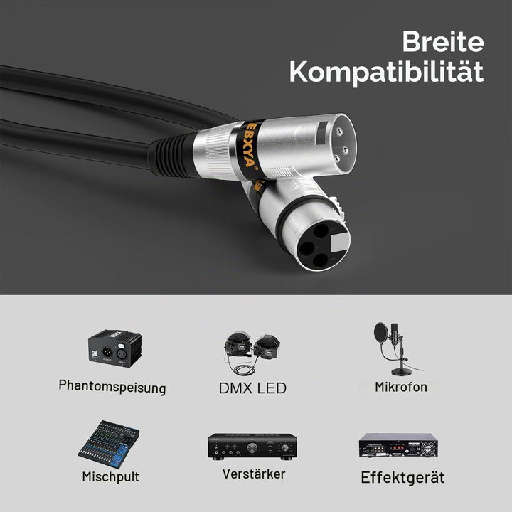 EBXYA Mikrofonkabel XLR Kabel DMX Kabel 2er-Pack 3M, Symmetrisches Audiokabel Stecker auf Buchse für