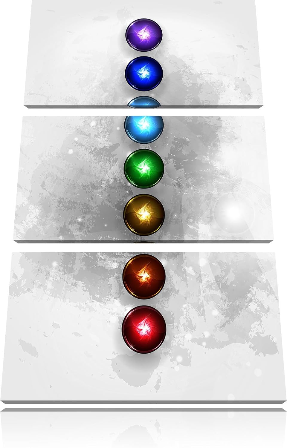 Pixxprint Chakra Eneregieelemente des Körpers B&W Detail 3-Teiler Leinwandbild 120x80 Bild auf Leinw