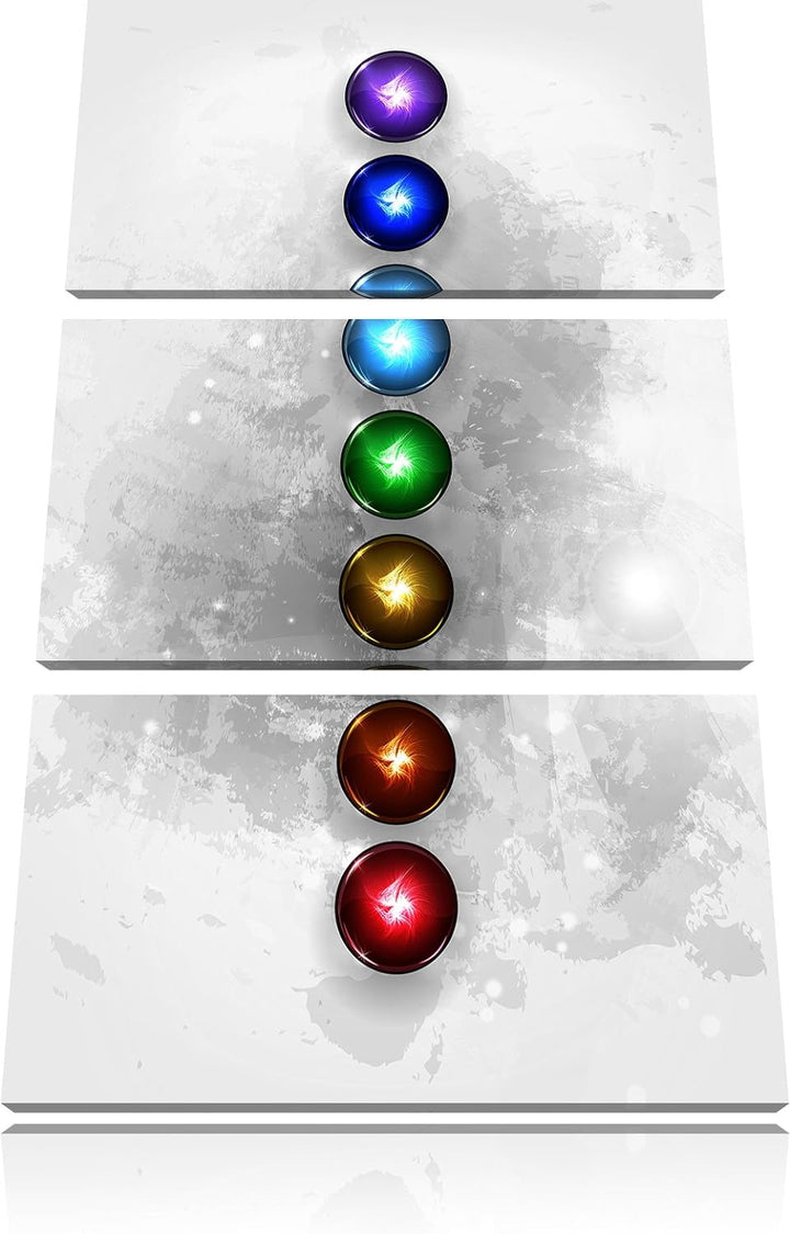 Pixxprint Chakra Eneregieelemente des Körpers B&W Detail 3-Teiler Leinwandbild 120x80 Bild auf Leinw