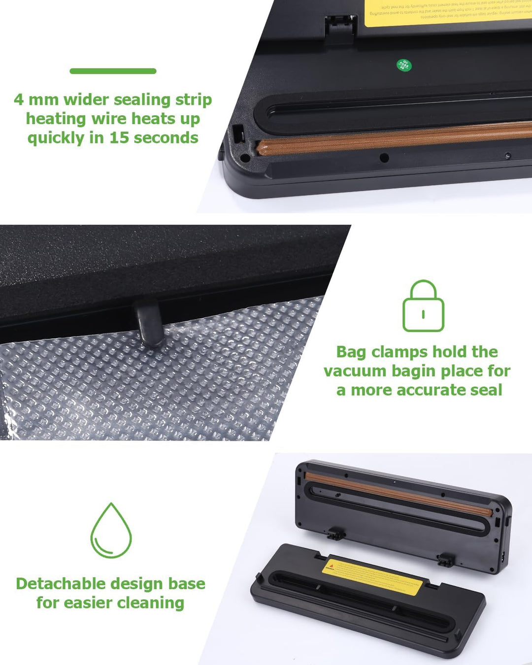Vakuumiergerät 6 in 1, Einschweissgerät Vakuum Sealer für Lebensmittel, Vakuumierer Lebensmittel 8x