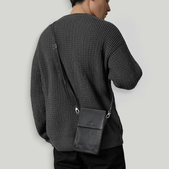 STILORD "Imola Echtleder Handytasche 7 Zoll Damen Herren Vintage Umhängetasche Brustbeutel Leder Dam