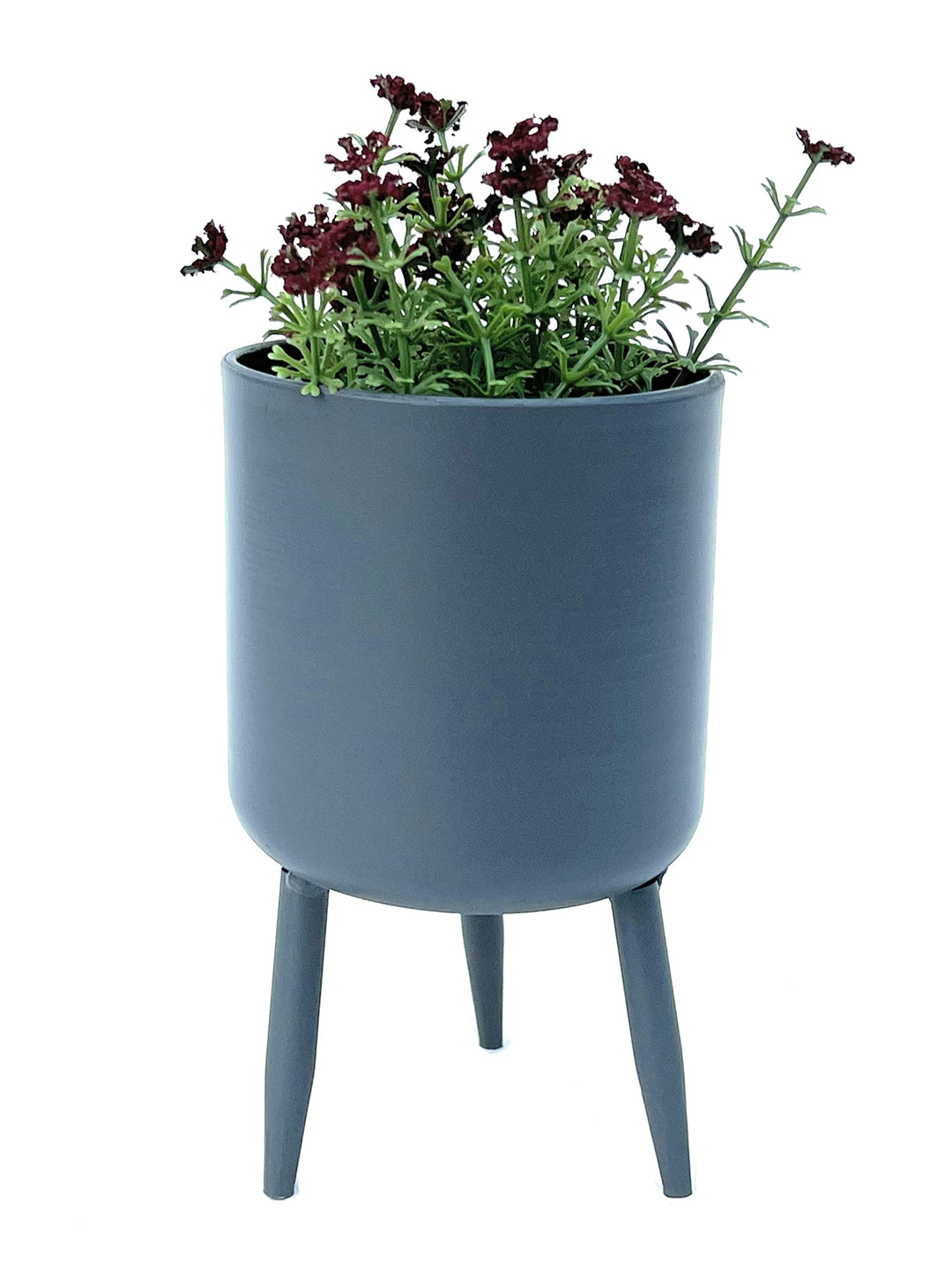 DanDiBo Blumentopf mit Füssen Pflanztopf Blumenkübel mit Beinen Metall Grau 17 cm 96260 S Modern Pfl