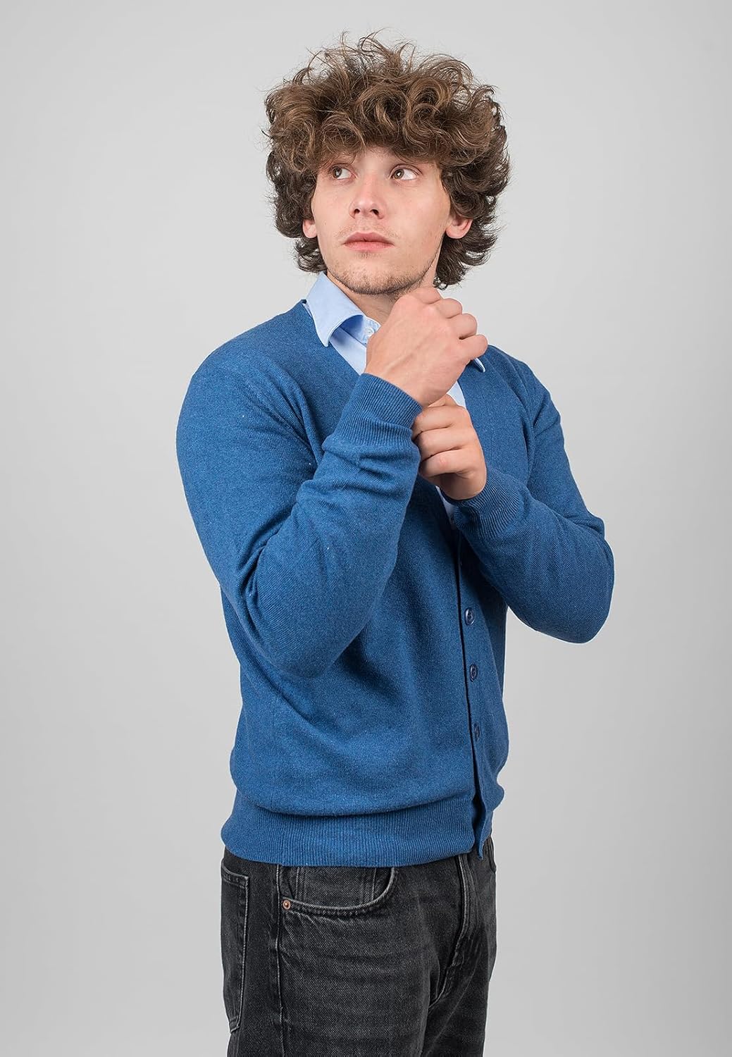 Dalle Piane Cashmere - Strickjacke aus gemischtem Kaschmir, Made in Italy - Herren S Blu Royal, S Bl