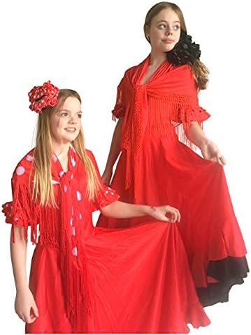 La Senorita Spanischer Manton Tuch Schal Rot, Rot