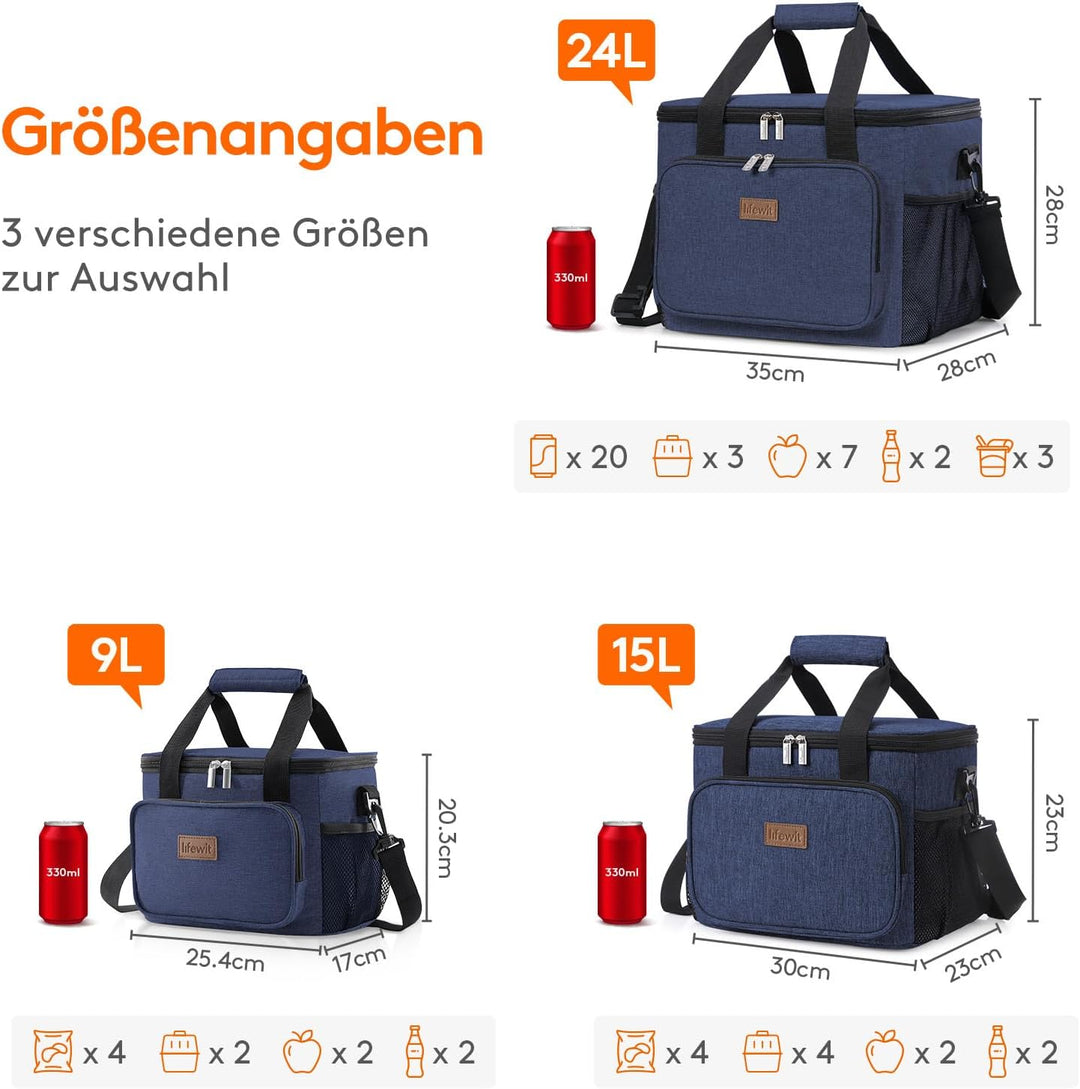 Lifewit Grosse Kühltasche 24L, Thermotasche Isoliertasche Picknicktasche für unterwegs, Lunchtasche,