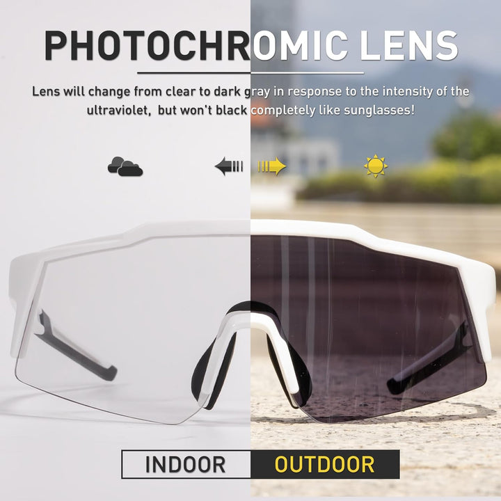 KAPVOE Photochromatische Selbsttönend Fahrradbrille TR90 Rahmen für Herren Damen Jungen Mädchen Klar