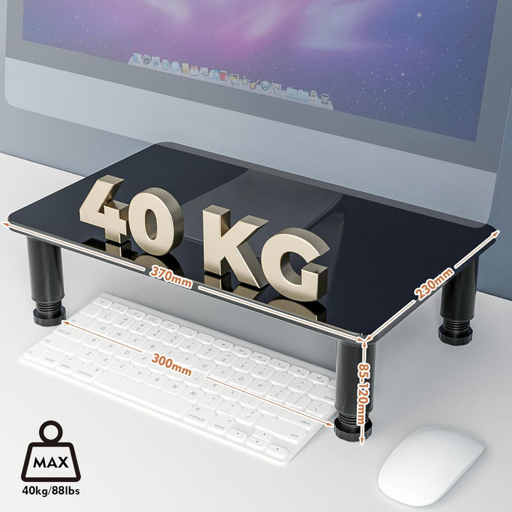 2 Packungen Computer-Monitor Ständer Bildschirmerhöhung mit schwarz Glas für Laptop, Computer, PC, B