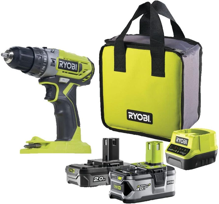 RYOBI 18 V ONE+ Akku-Schlagbohrschrauber R18PD2-242S (2-Gang-Getriebe, max. Drehmoment 40 Nm, Drehmo