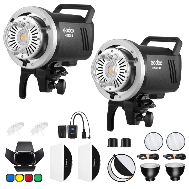 Godox MS300V 2-Pack Professional Studio Strobe Flash Light 300W Studio Flash Strobe kit 300W GN58 0,