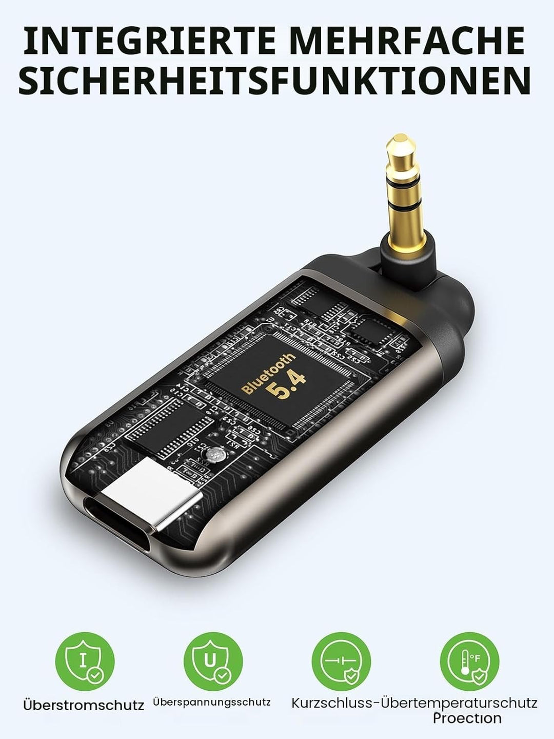 HVMLAK Air88 Aux Bluetooth 5.3 Adapter Auto, Empfänger mit Rotierbarem 3.5 Klinke, für Home Stereo,