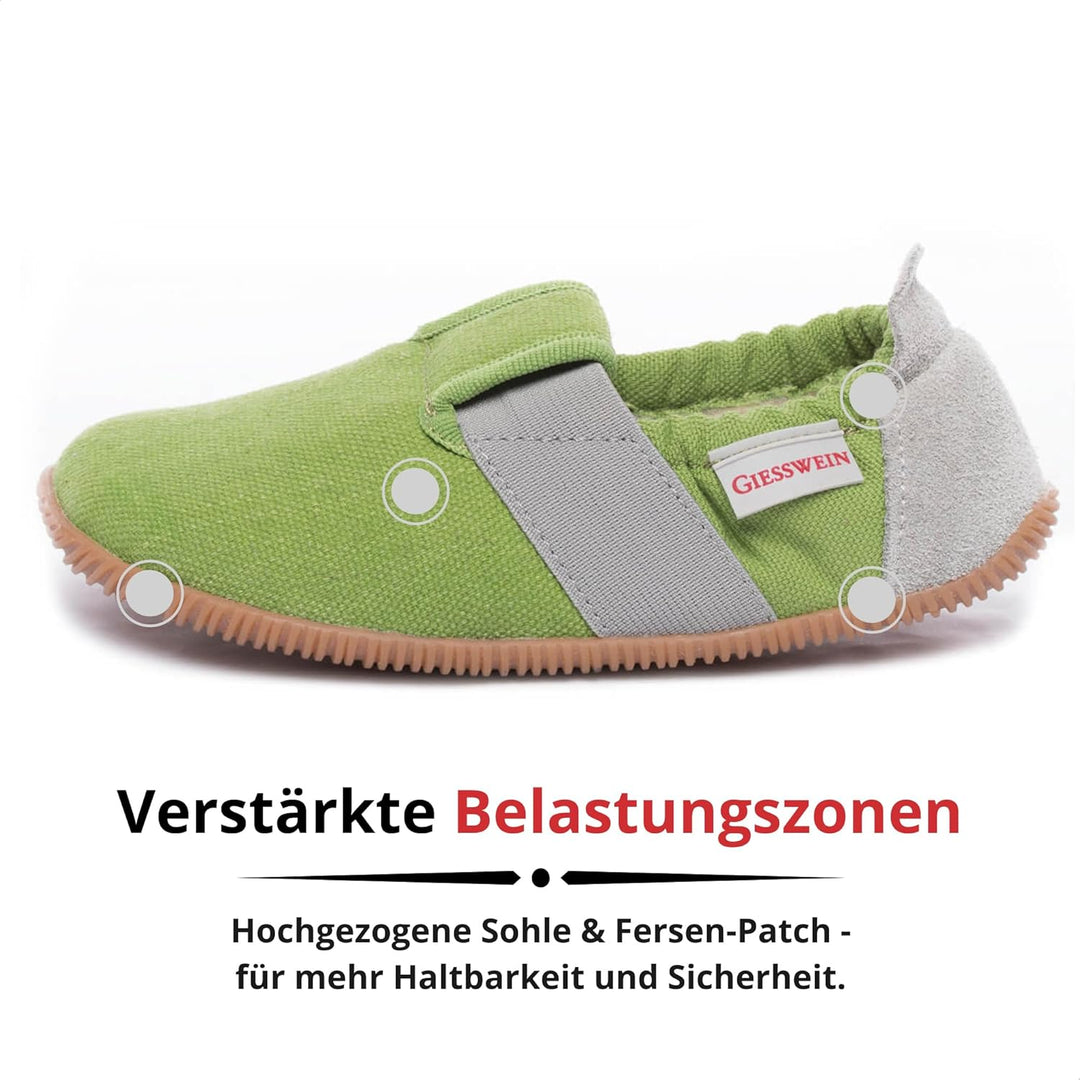 GIESSWEIN Kinder Hausschuhe Söll Slim-Fit - Baumwoll Slippers für Mädchen & Jungen, rutschfeste Kind