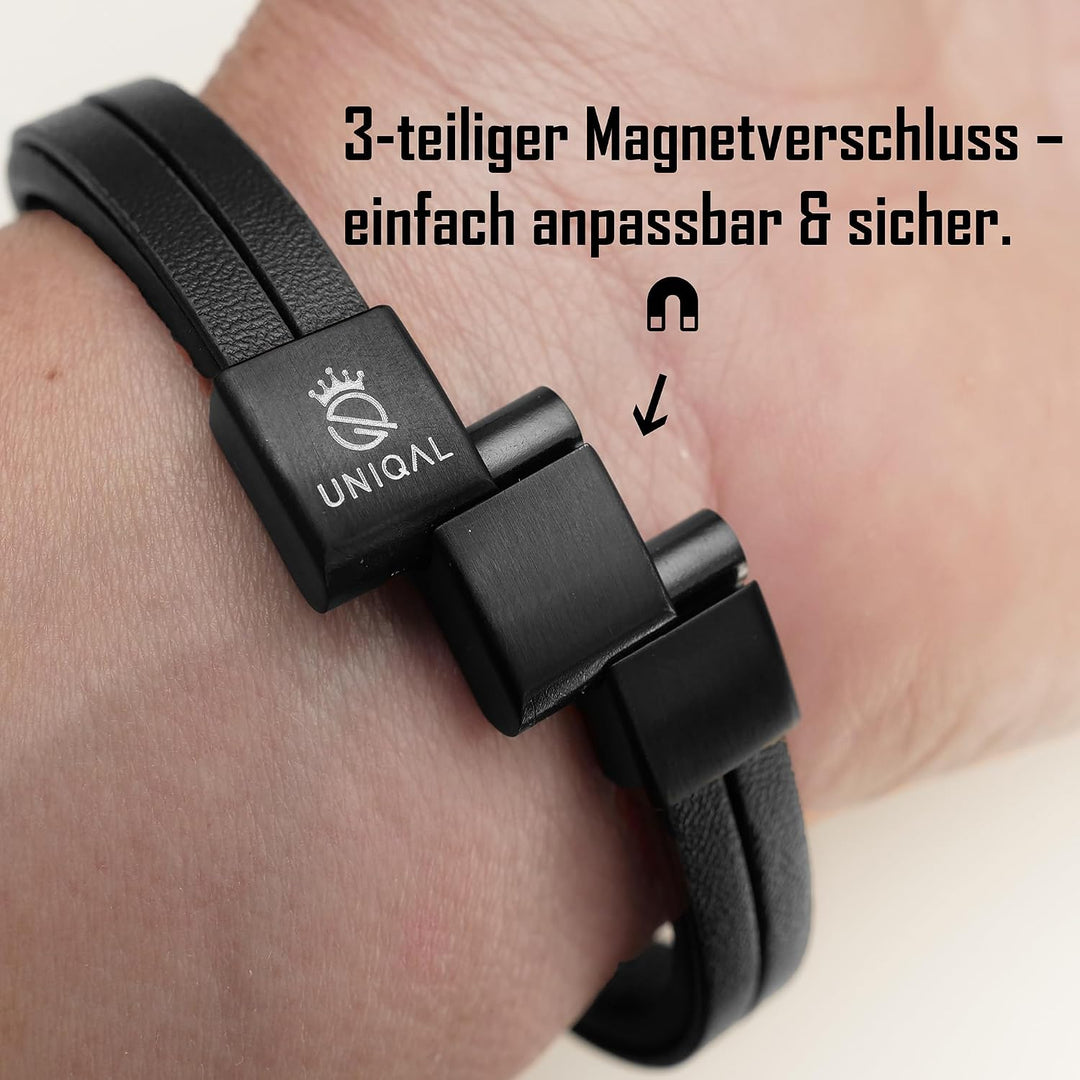 UNIQAL | Personaliesiertes Lederarmband mit Gravur "SHAPE" Herren Damen | Leather Bracelet mens | Ma