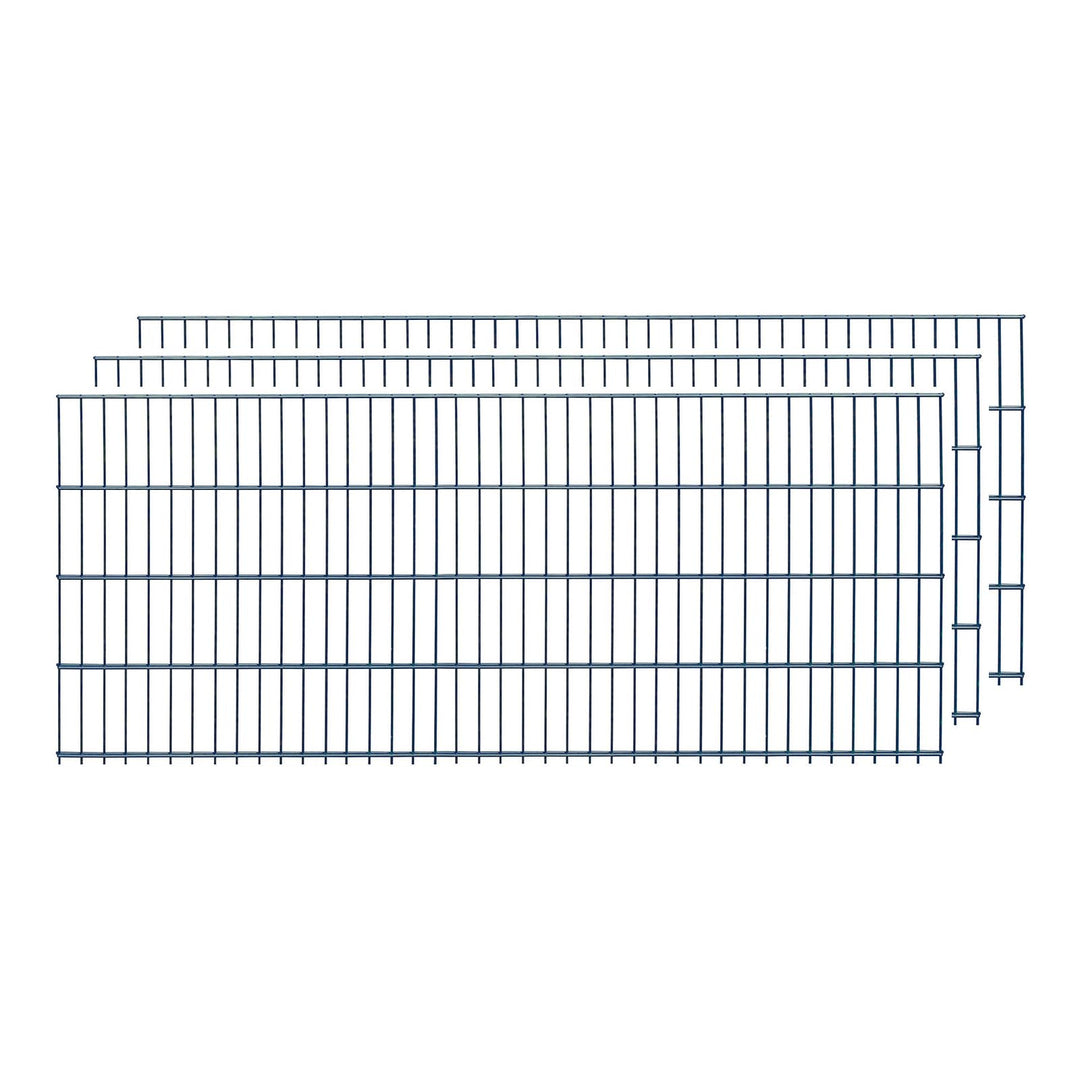 Doppelstabmatten, 3 Stück, Gesamtlänge 6 Meter, Höhe & Farbe wählbar - Drahtstärke: 6/5/6 mm - Masch
