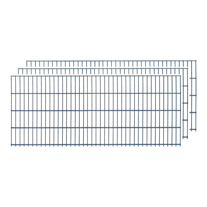 Doppelstabmatten, 3 Stück, Gesamtlänge 6 Meter, Höhe & Farbe wählbar - Drahtstärke: 6/5/6 mm - Masch