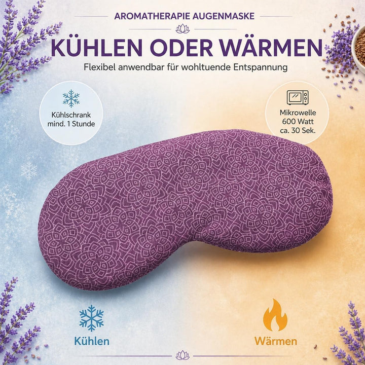 Yosana Augenkissen mit Leinsamen &amp; Lavendel Füllung I Waschbarer Baumwollbezug I Augenmaske zur Ents