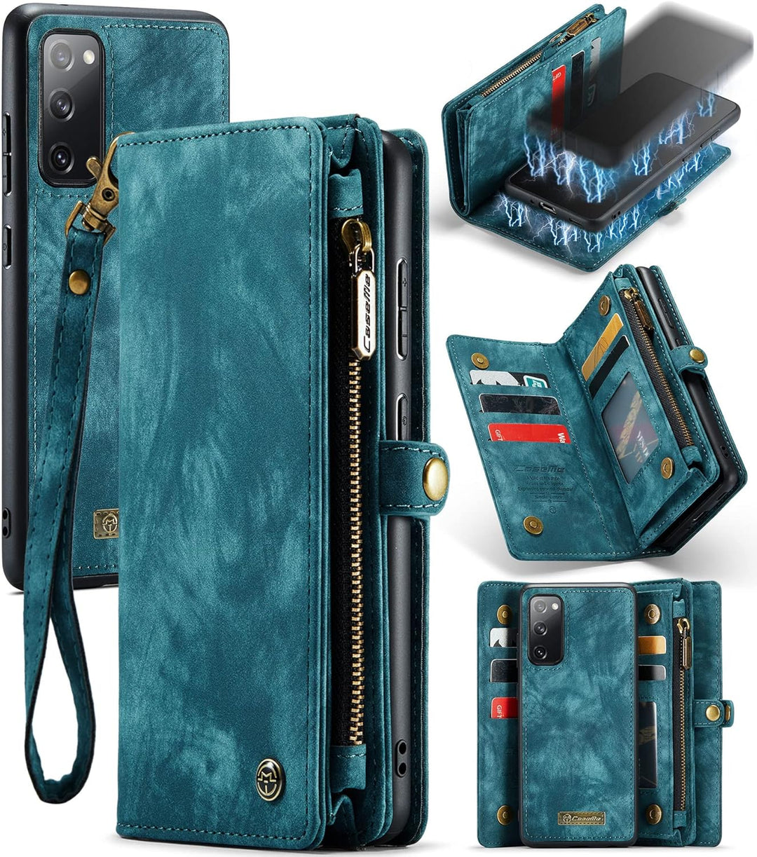 UFinetech Abnehmbar Samsung Galaxy S20 FE Hülle Tasche Handy Leder TPU Kartenfach Flip Magnetisch Re