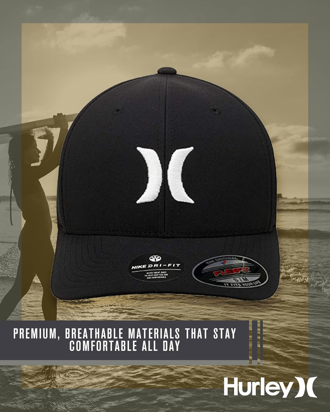 Hurley Damen Baseballkappe M One and Only Hat L-XL Schwarz, L-XL Schwarz