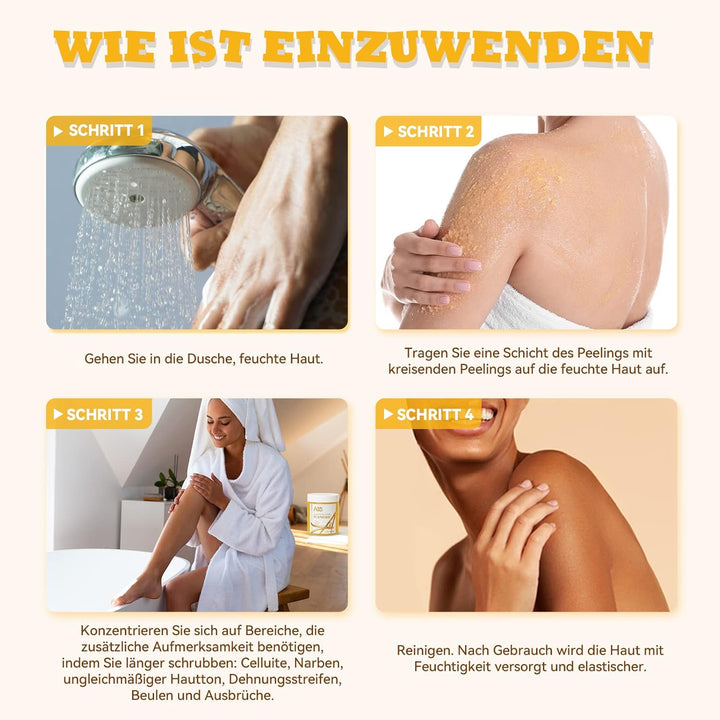 ANAiRUi Körperpeeling Body Scrub Kurkuma, Peeling für Körper-Gesicht Hyperpigmentierung Dunkle Fleck