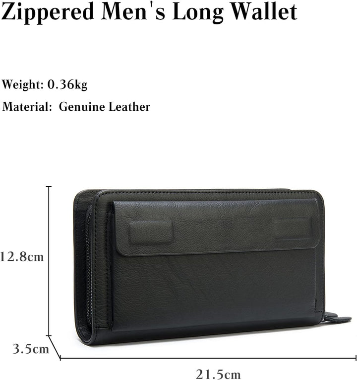 PORRASSO Herren Geldbörse Leder Clutch Tasche Kreditkartenetui Brieftasche Handytasche Portemonnaie