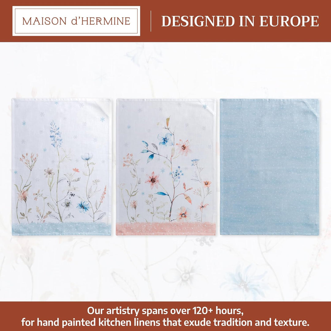 Maison d'Hermine Küchenhandtücher 3er-Set 100% Baumwolle 70 cm x 50 cm Wiederverwendbare Geschirrtüc