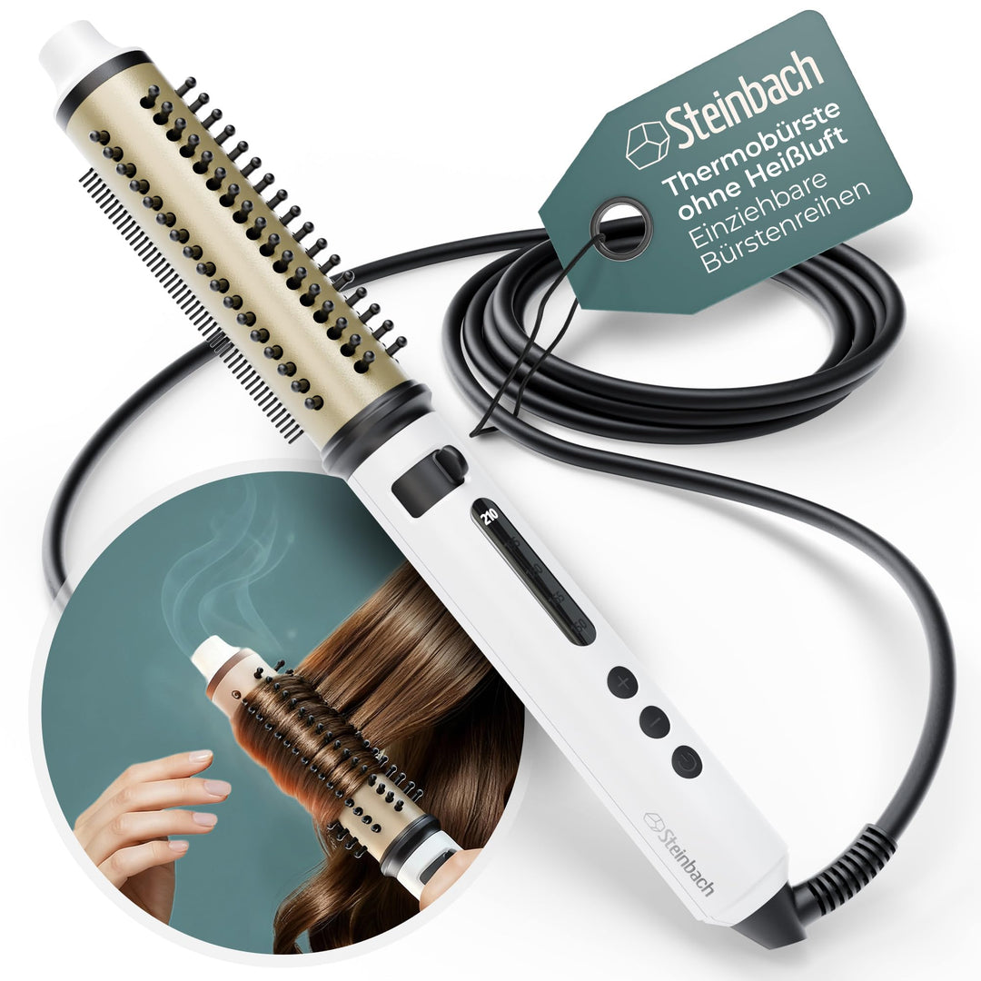 Steinbach Professional Reise-Curler Brush wet und dry mit einziehbaren Bürsten und LED Temperaturreg