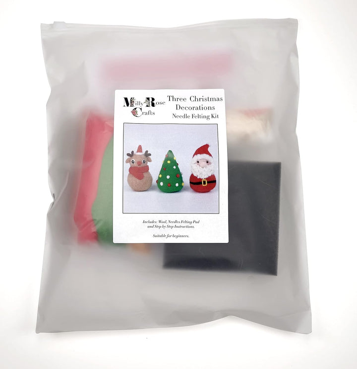 MillyRose Crafts Nadelfilz-Set für Anfänger – 3 komplette Sets 4 x 8 cm, farbige Anleitung (evtl. ni