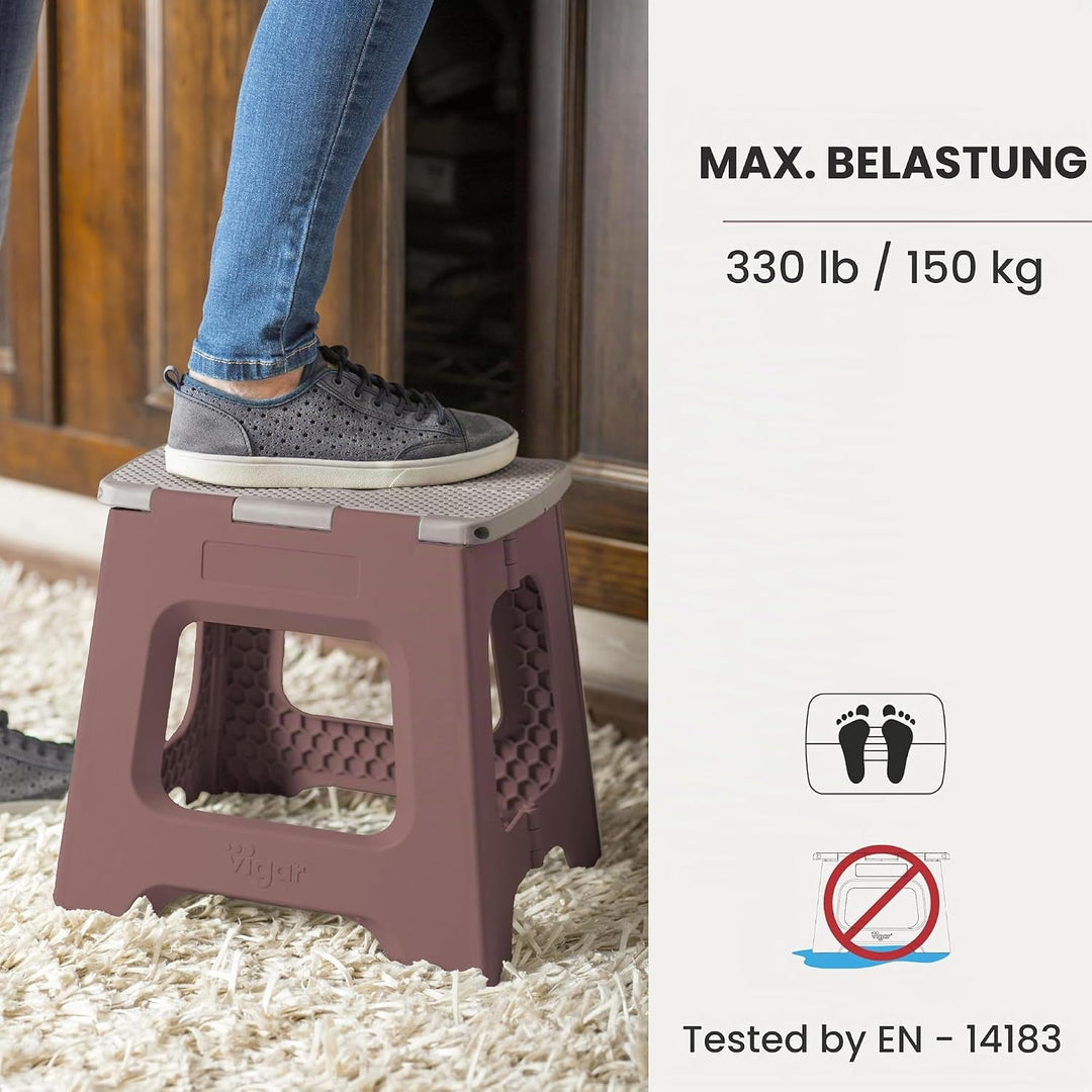 Vigar Klapphocker, Braun, 27 cm Braun und Grau 27 cm, 1-Step, Braun und Grau 27 cm, 1-Step