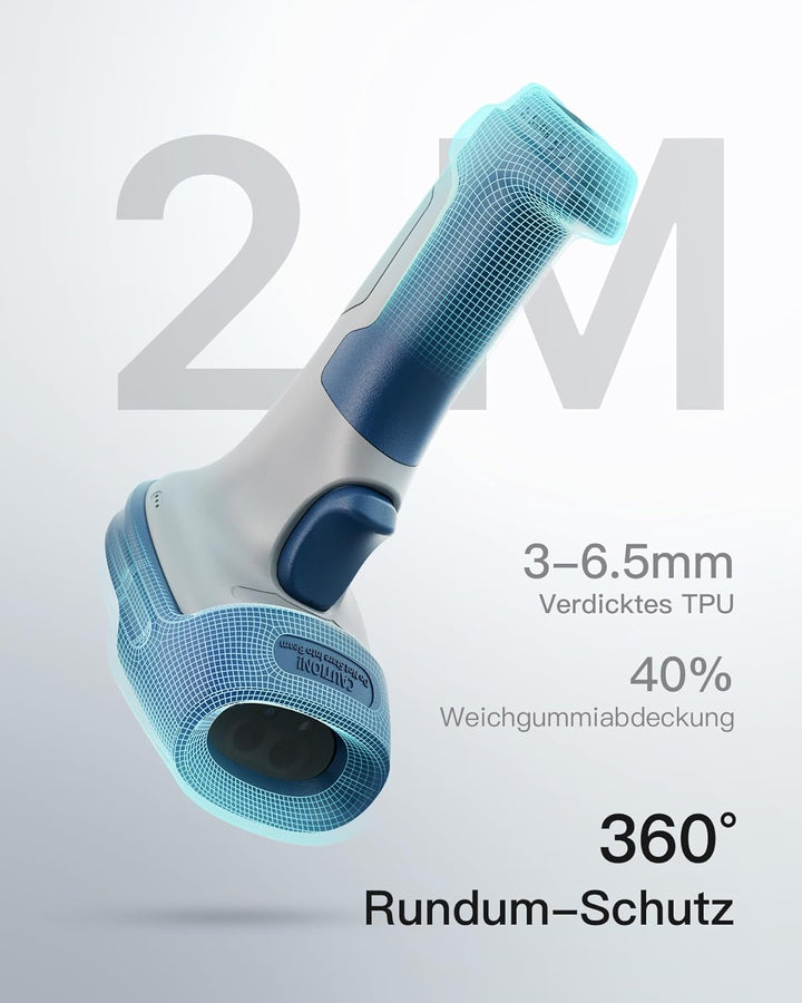 Inateck Wireless Barcode Scanner 2D, Bluetooth 5.0, 2.4Ghz Barcode Reader, QR Code Scanner, liest vo