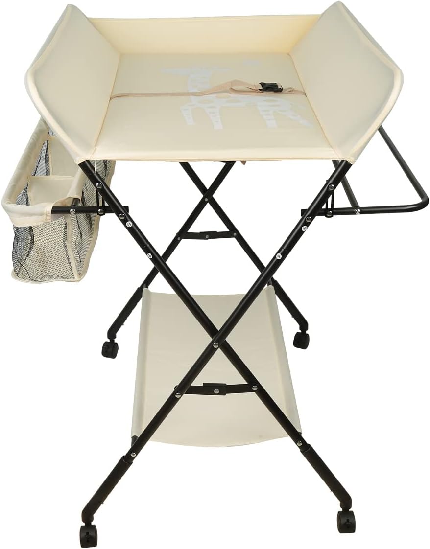 Kedia Baby Wickeltisch, Multifunktions-Wickelkommode, Babypflegetisch, Mobiler Wickeltisch mit Ablag